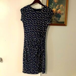 LOFT: Navy Floral Tie Waist Dress
